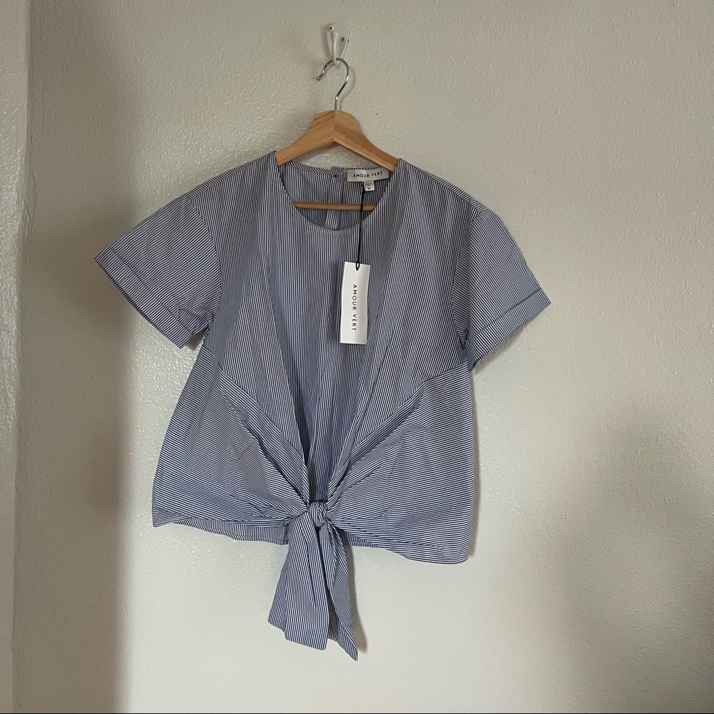 j AMOUR VERY Stripe Blouse NWT